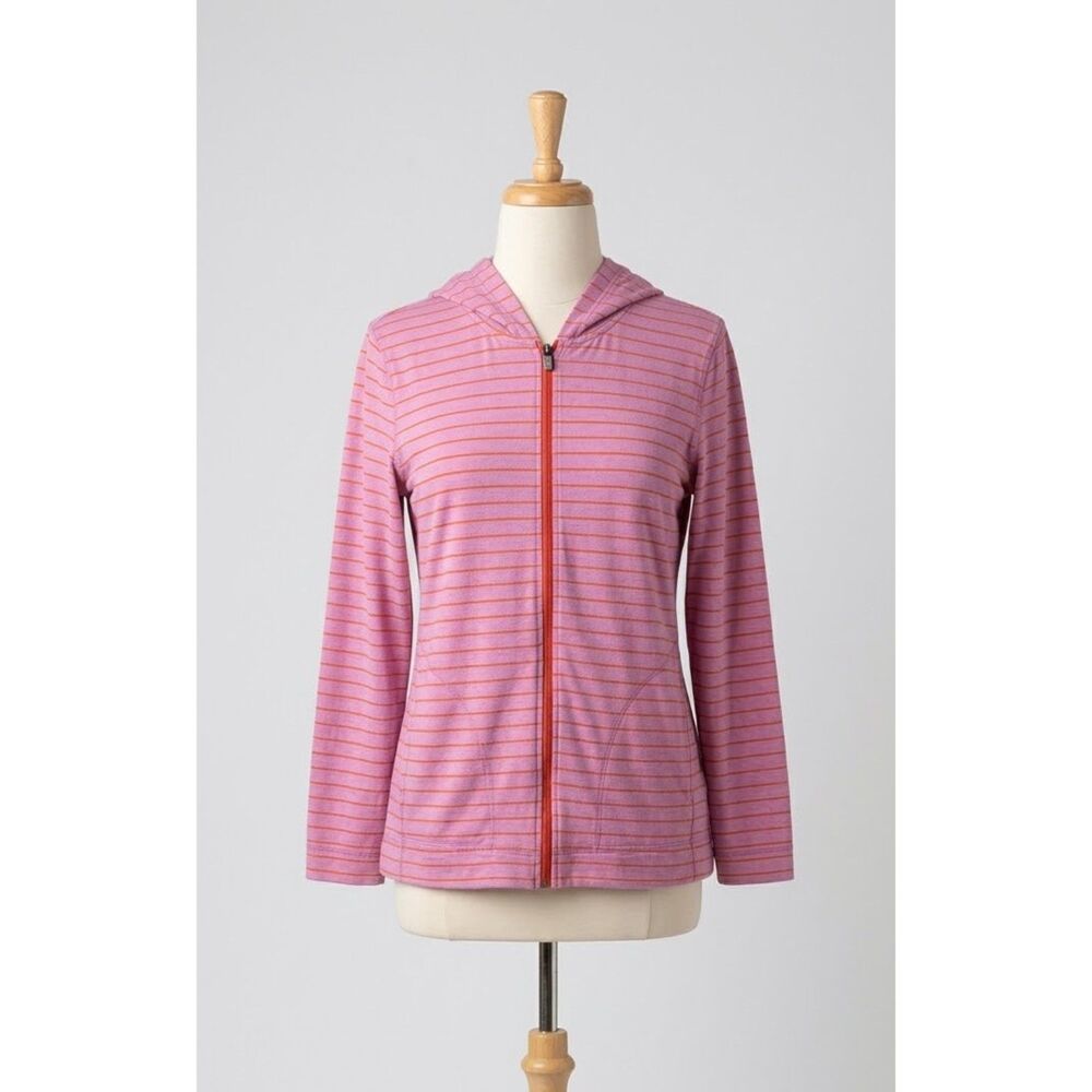 Eddie Bauer Striped Zip Up Hoodie Sz XL 95% Cotton Layering Coastal Retro 80s